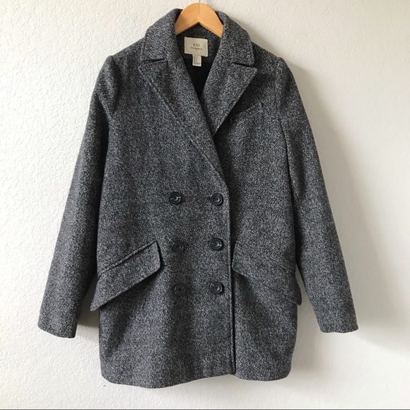 Marled grey double breasted peacoat Clearance